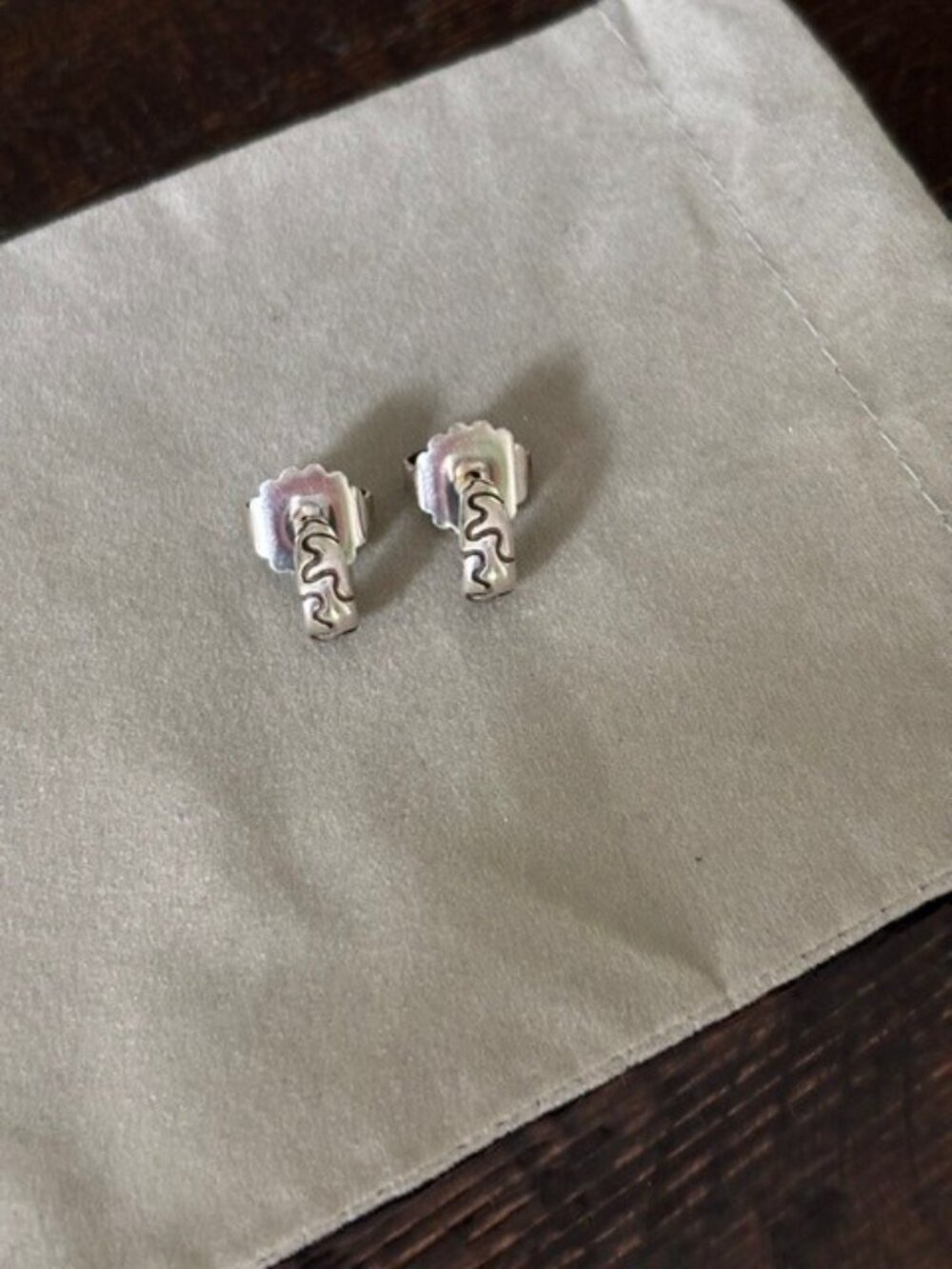 Vintage Lisa Jenks Silver Huggie Earrings